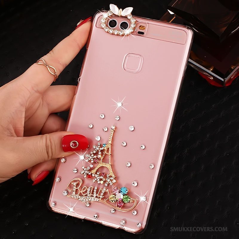 Etui Huawei P9 Plus Strass Hård Telefon, Cover Huawei P9 Plus Beskyttelse Lyserød Pu