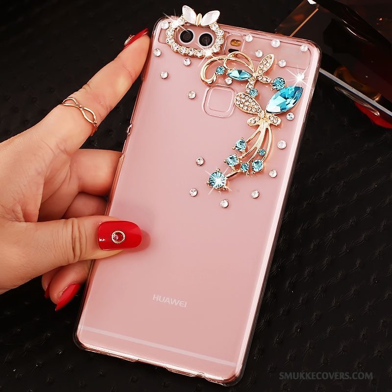 Etui Huawei P9 Plus Strass Hård Telefon, Cover Huawei P9 Plus Beskyttelse Lyserød Pu