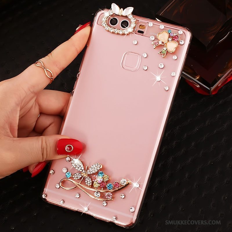 Etui Huawei P9 Plus Strass Hård Telefon, Cover Huawei P9 Plus Beskyttelse Lyserød Pu