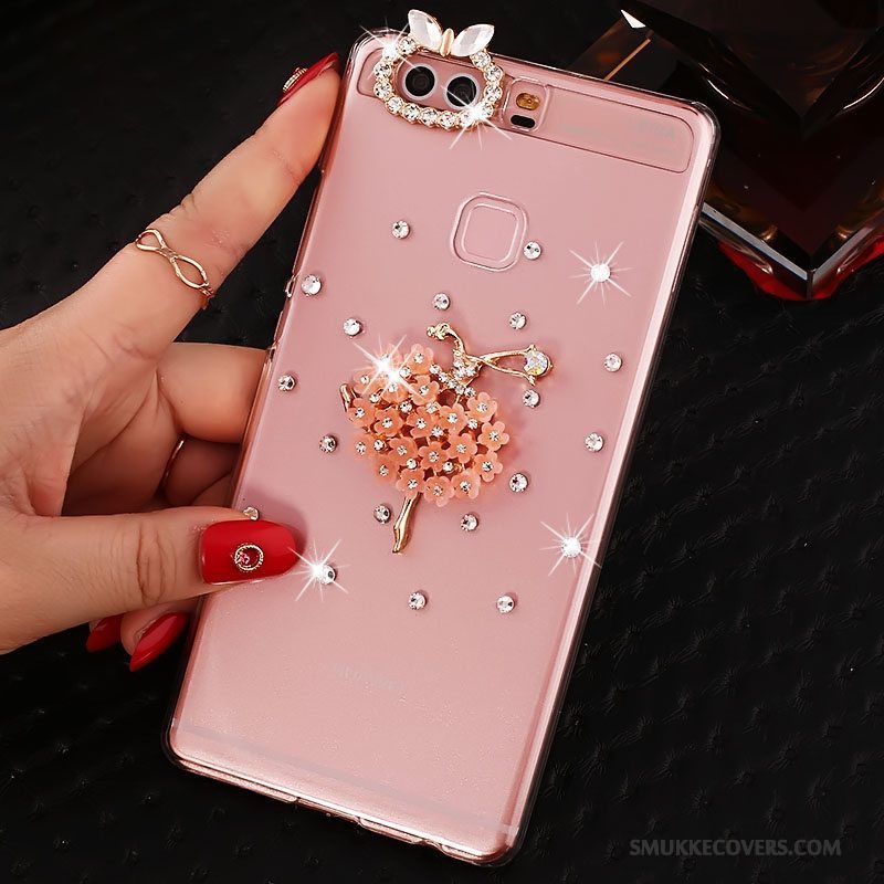 Etui Huawei P9 Plus Strass Hård Telefon, Cover Huawei P9 Plus Beskyttelse Lyserød Pu