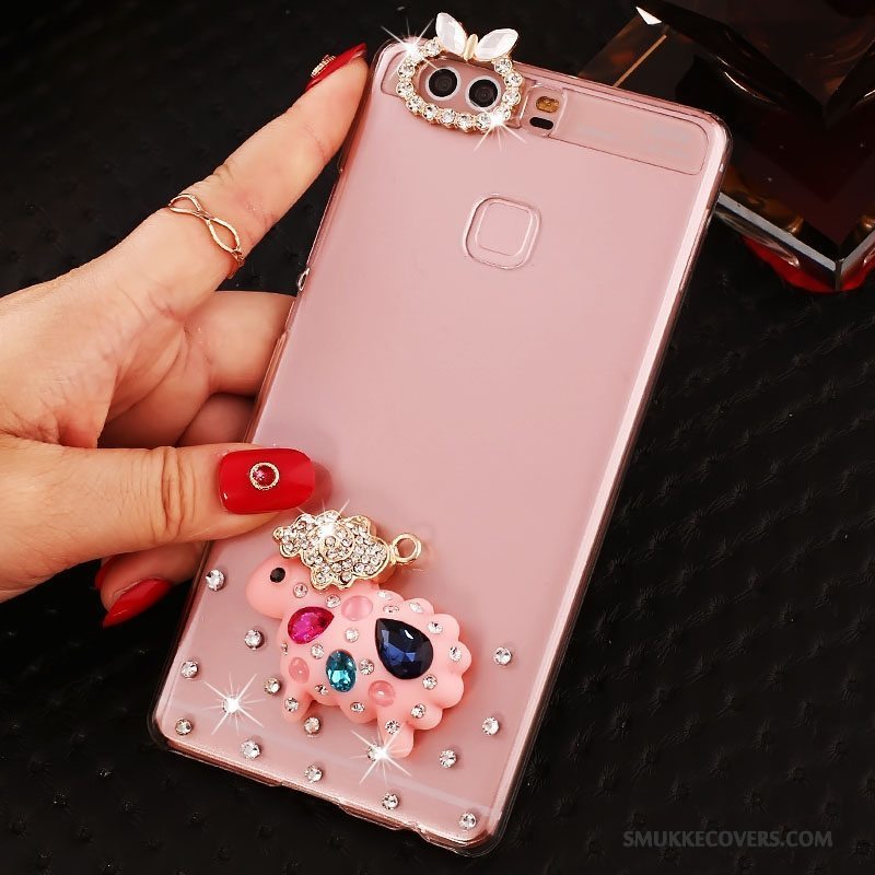 Etui Huawei P9 Plus Strass Hård Telefon, Cover Huawei P9 Plus Beskyttelse Lyserød Pu