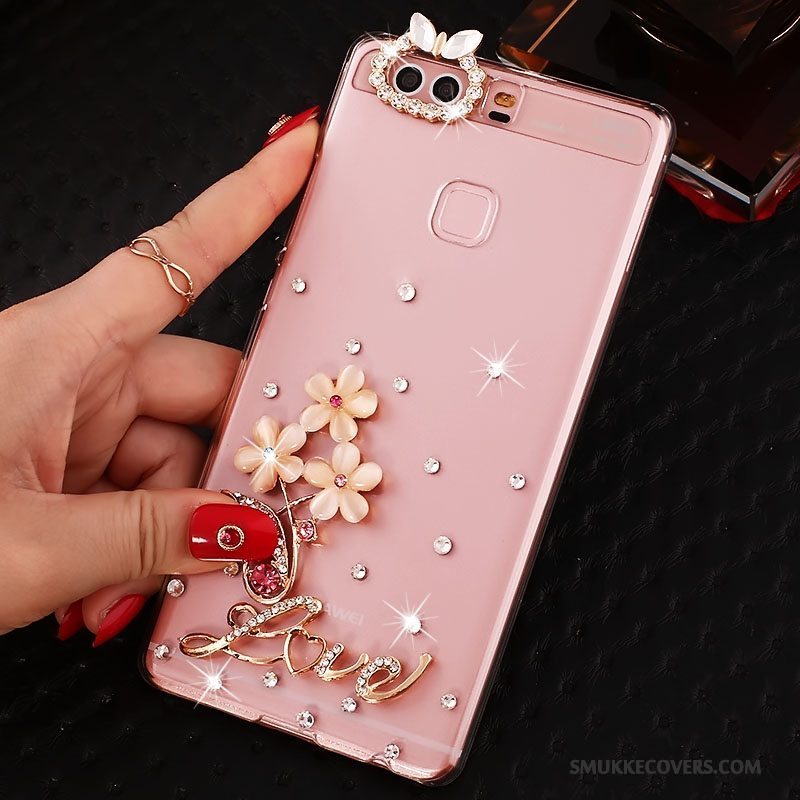 Etui Huawei P9 Plus Strass Hård Telefon, Cover Huawei P9 Plus Beskyttelse Lyserød Pu