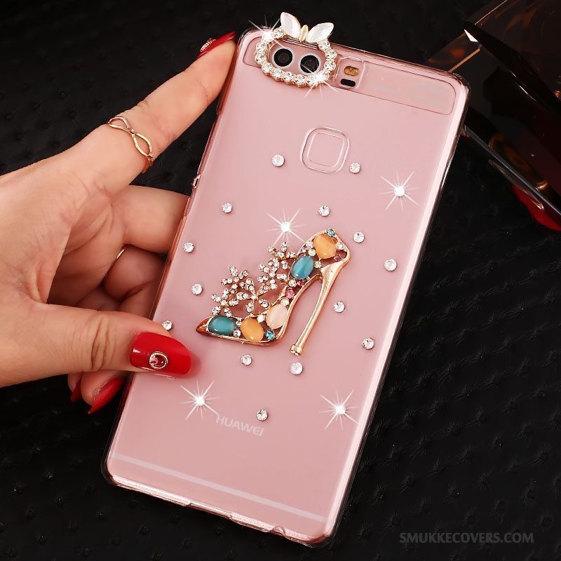 Etui Huawei P9 Plus Strass Hård Telefon, Cover Huawei P9 Plus Beskyttelse Lyserød Pu