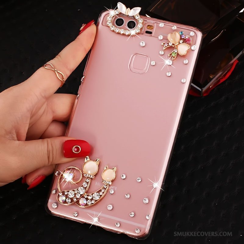 Etui Huawei P9 Plus Strass Hård Telefon, Cover Huawei P9 Plus Beskyttelse Lyserød Pu