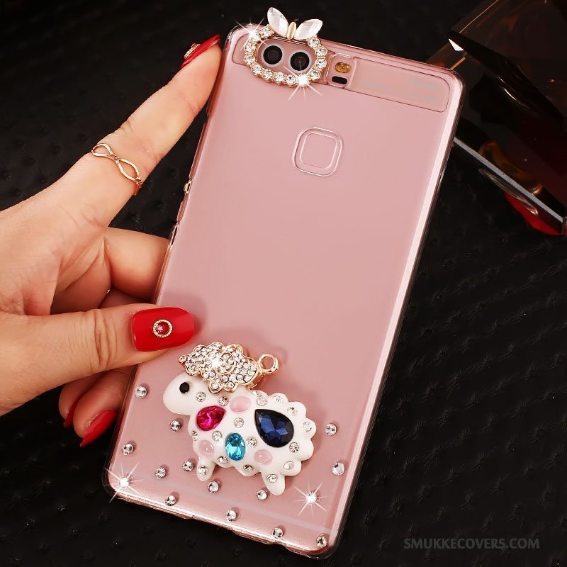 Etui Huawei P9 Plus Strass Hård Telefon, Cover Huawei P9 Plus Beskyttelse Lyserød Pu