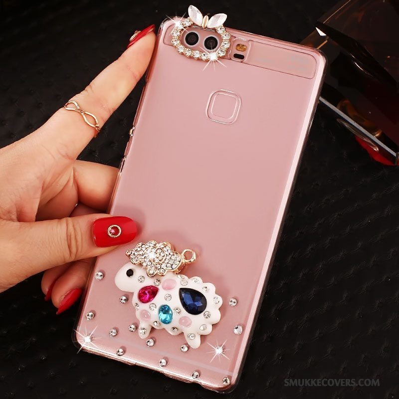 Etui Huawei P9 Plus Strass Hård Telefon, Cover Huawei P9 Plus Beskyttelse Lyserød Pu