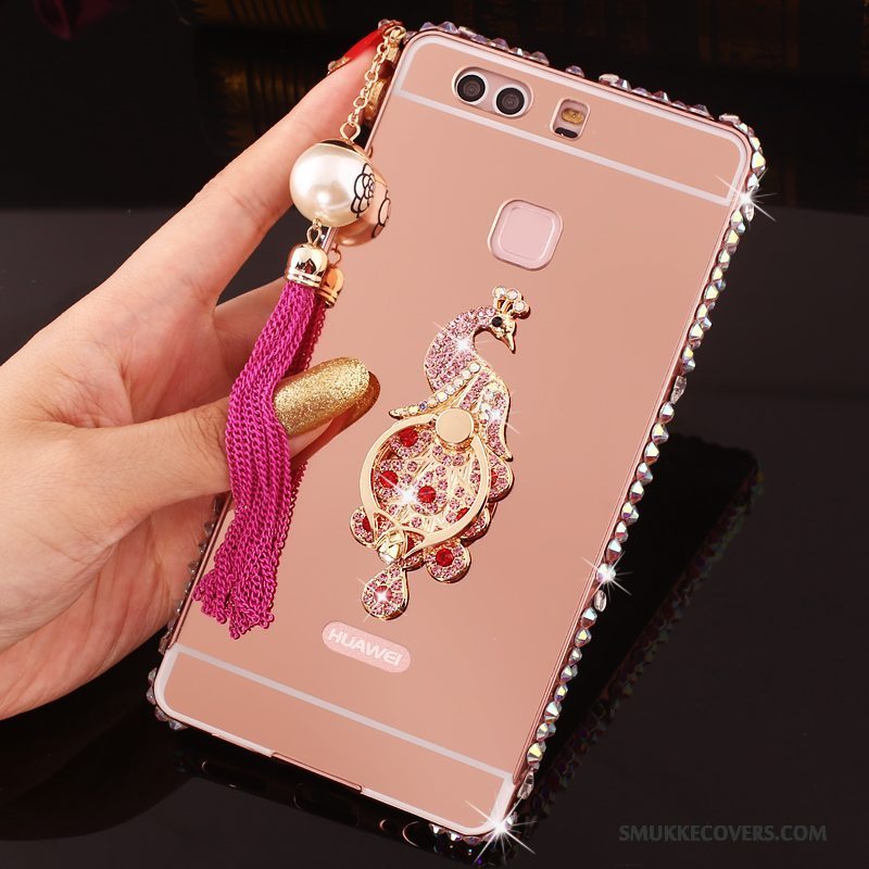 Etui Huawei P9 Plus Strass Lyserød Telefon, Cover Huawei P9 Plus Metal Ramme