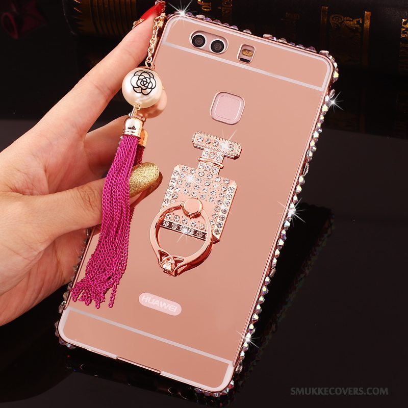 Etui Huawei P9 Plus Strass Lyserød Telefon, Cover Huawei P9 Plus Metal Ramme