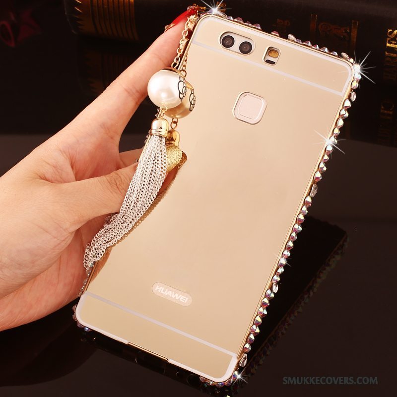 Etui Huawei P9 Plus Strass Lyserød Telefon, Cover Huawei P9 Plus Metal Ramme