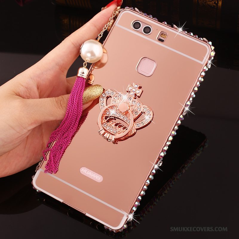 Etui Huawei P9 Plus Strass Lyserød Telefon, Cover Huawei P9 Plus Metal Ramme