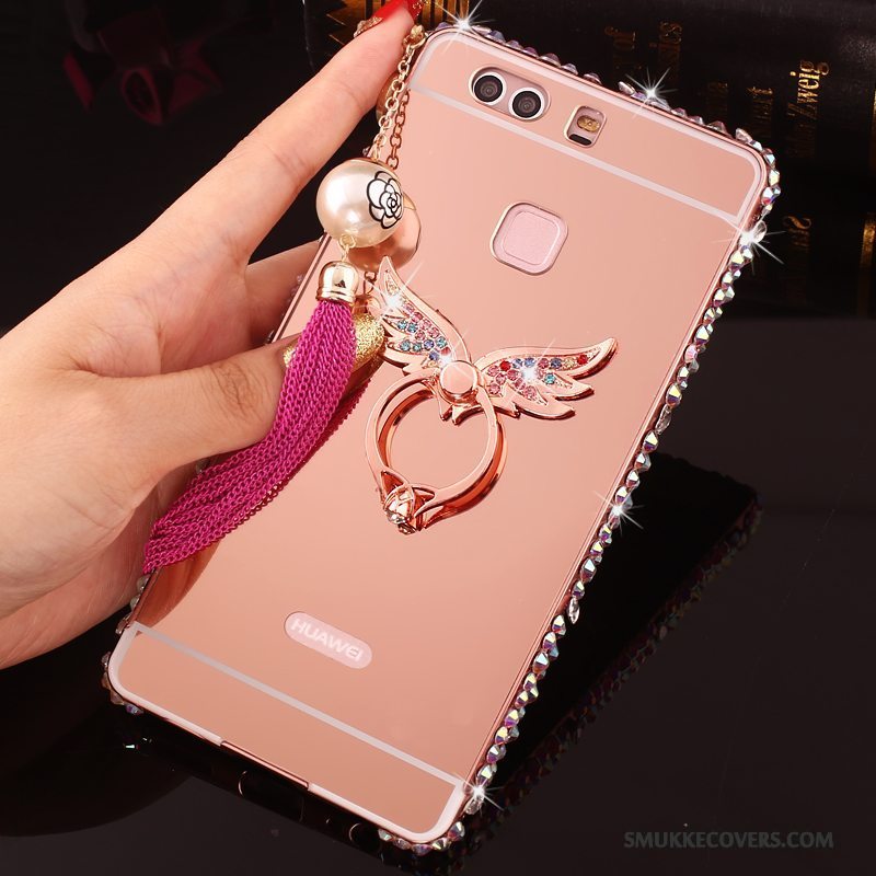 Etui Huawei P9 Plus Strass Lyserød Telefon, Cover Huawei P9 Plus Metal Ramme