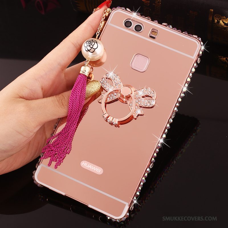 Etui Huawei P9 Plus Strass Lyserød Telefon, Cover Huawei P9 Plus Metal Ramme