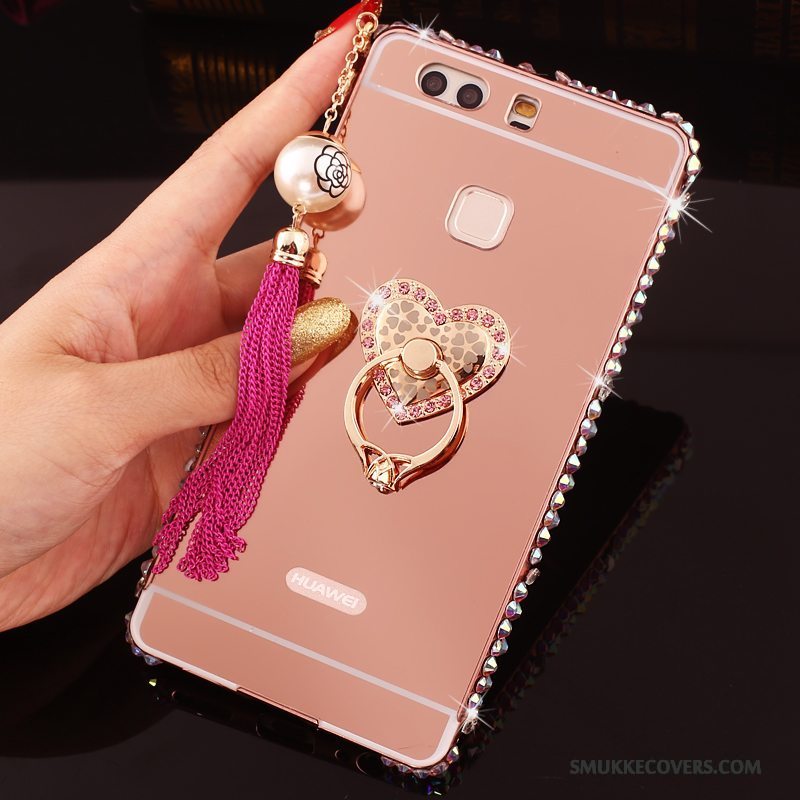 Etui Huawei P9 Plus Strass Lyserød Telefon, Cover Huawei P9 Plus Metal Ramme