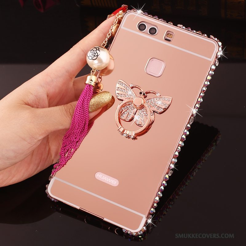 Etui Huawei P9 Plus Strass Lyserød Telefon, Cover Huawei P9 Plus Metal Ramme