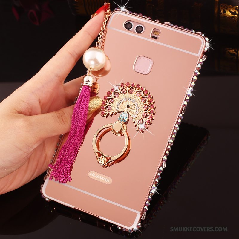 Etui Huawei P9 Plus Strass Lyserød Telefon, Cover Huawei P9 Plus Metal Ramme