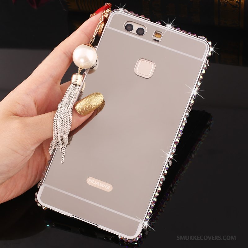 Etui Huawei P9 Plus Strass Lyserød Telefon, Cover Huawei P9 Plus Metal Ramme