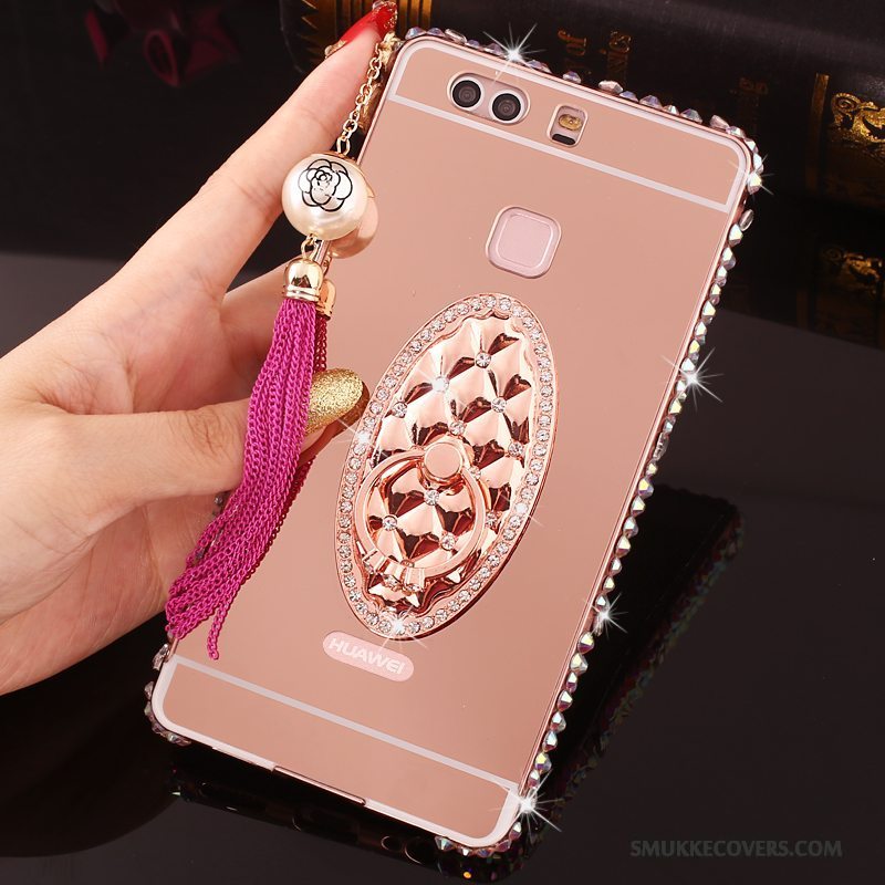 Etui Huawei P9 Plus Strass Lyserød Telefon, Cover Huawei P9 Plus Metal Ramme