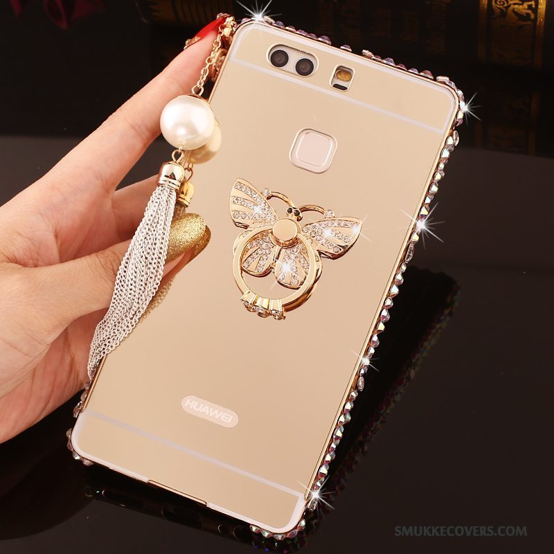 Etui Huawei P9 Plus Strass Lyserød Telefon, Cover Huawei P9 Plus Metal Ramme