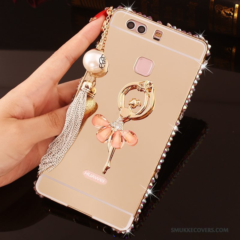 Etui Huawei P9 Plus Strass Lyserød Telefon, Cover Huawei P9 Plus Metal Ramme