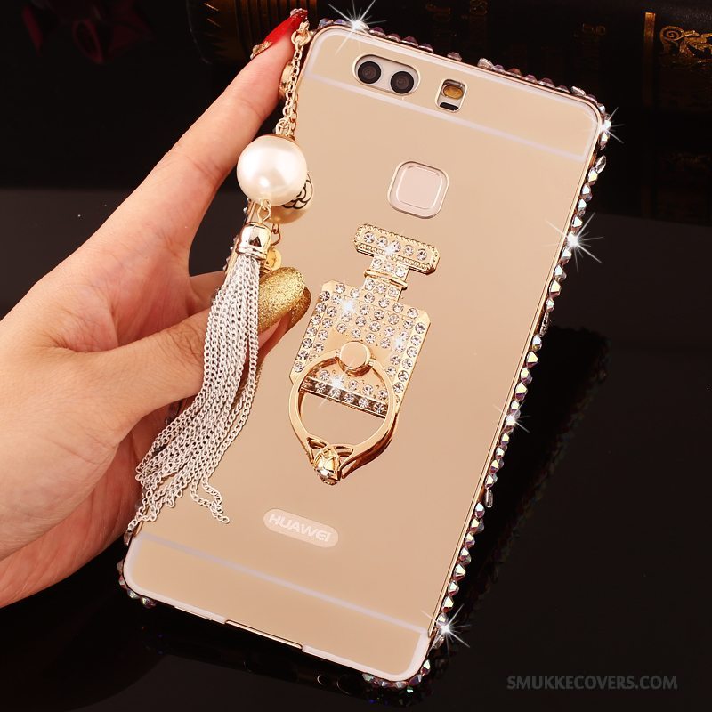 Etui Huawei P9 Plus Strass Lyserød Telefon, Cover Huawei P9 Plus Metal Ramme