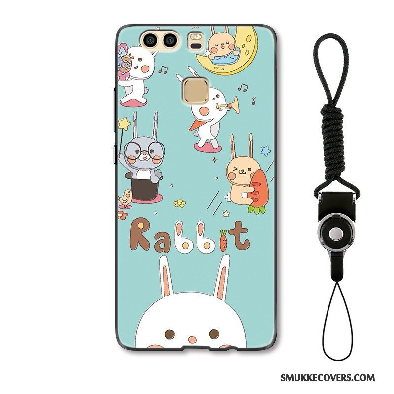 Etui Huawei P9 Plus Support Telefonsmuk, Cover Huawei P9 Plus Cartoon Studerende Lyseblå