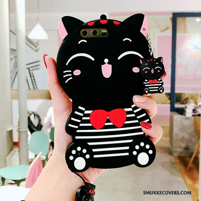 Etui Huawei P9 Plus Tasker Kat Anti-fald, Cover Huawei P9 Plus Cartoon Hvid Wealth