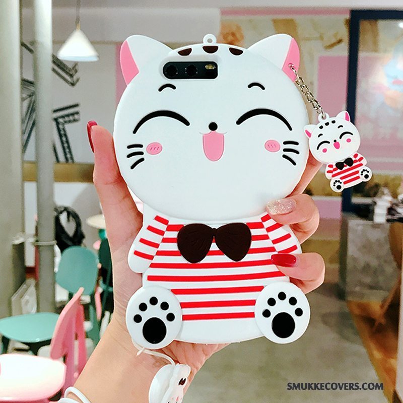 Etui Huawei P9 Plus Tasker Kat Anti-fald, Cover Huawei P9 Plus Cartoon Hvid Wealth