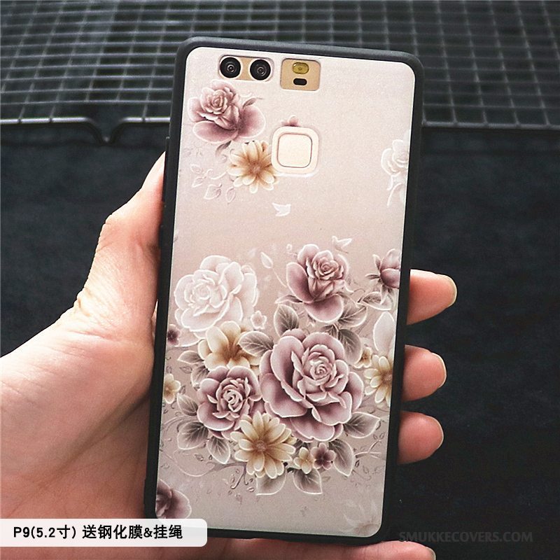 Etui Huawei P9 Plus Tasker Skærmbeskyttelse Gul, Cover Huawei P9 Plus Relief Telefonnubuck