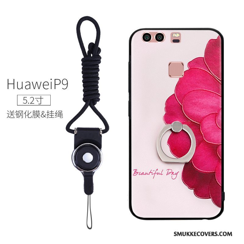 Etui Huawei P9 Relief Anti-fald Lyserød, Cover Huawei P9 Beskyttelse Trend Ny