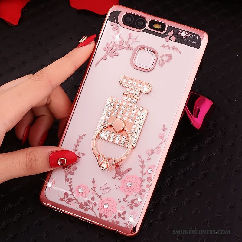 Etui Huawei P9 Strass Ring Lyserød, Cover Huawei P9 Beskyttelse Telefon