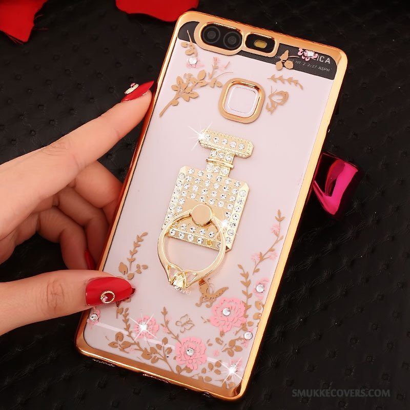 Etui Huawei P9 Strass Ring Lyserød, Cover Huawei P9 Beskyttelse Telefon