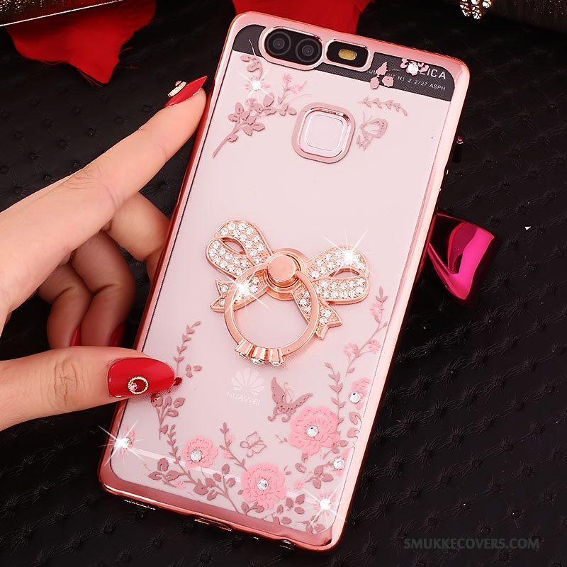 Etui Huawei P9 Strass Ring Lyserød, Cover Huawei P9 Beskyttelse Telefon