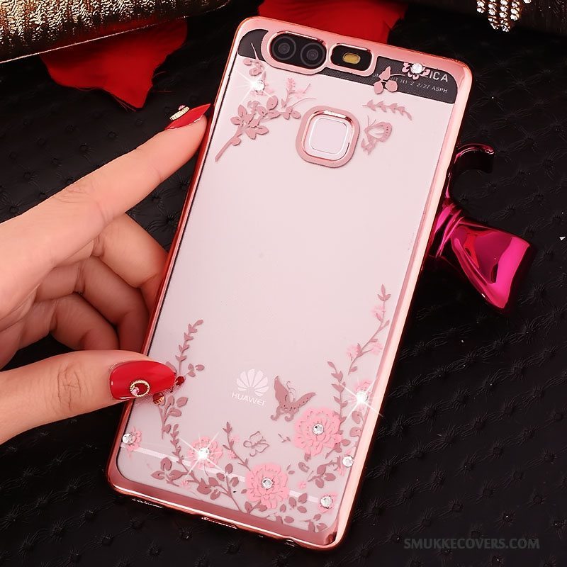 Etui Huawei P9 Strass Ring Lyserød, Cover Huawei P9 Beskyttelse Telefon