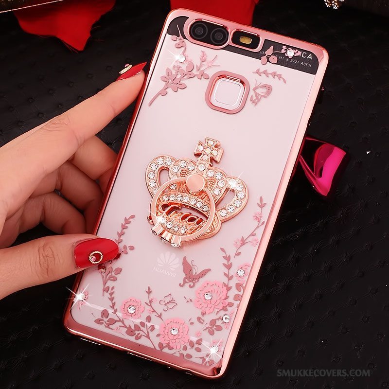 Etui Huawei P9 Strass Ring Lyserød, Cover Huawei P9 Beskyttelse Telefon