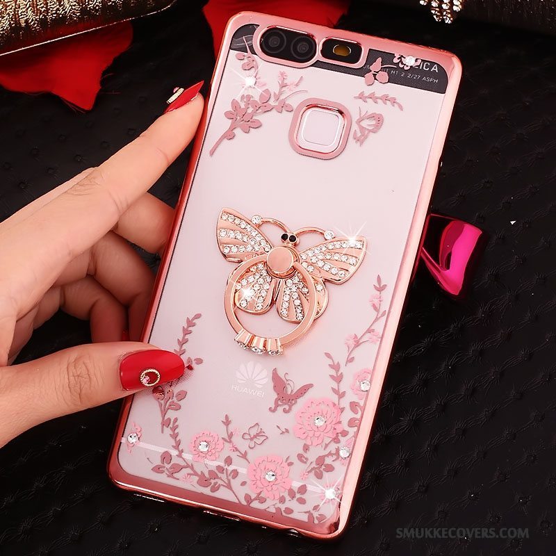 Etui Huawei P9 Strass Ring Lyserød, Cover Huawei P9 Beskyttelse Telefon