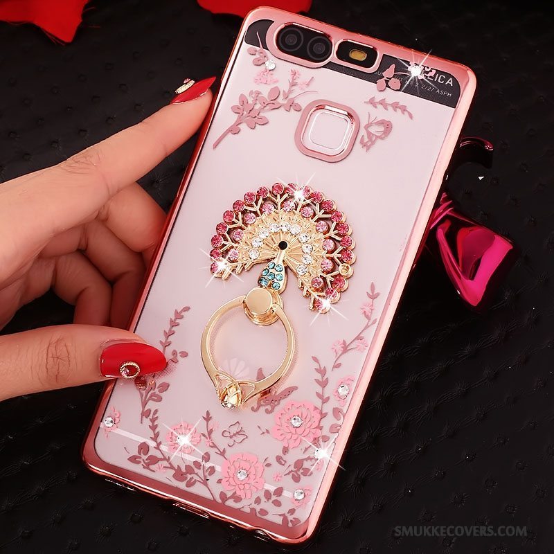 Etui Huawei P9 Strass Ring Lyserød, Cover Huawei P9 Beskyttelse Telefon