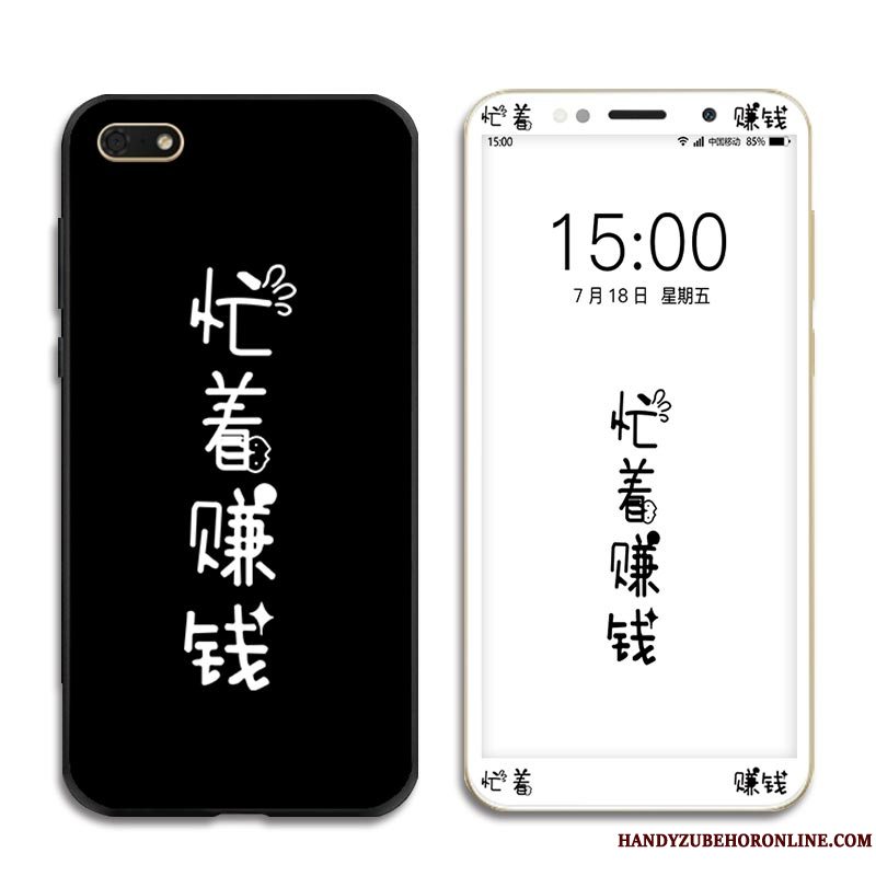 Etui Huawei Y5 2018 Beskyttelse Skærmbeskyttelse Sort, Cover Huawei Y5 2018 Farve Smuk Telefon