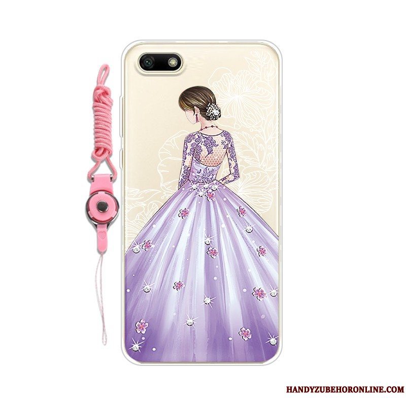 Etui Huawei Y5 2018 Blød Telefonhængende Ornamenter, Cover Huawei Y5 2018 Beskyttelse Lilla Tilpas