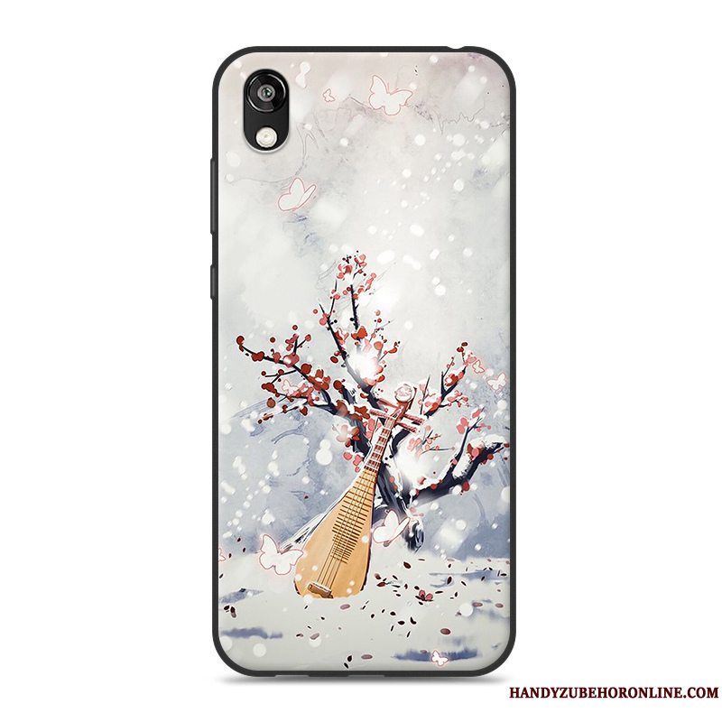 Etui Huawei Y5 2019 Blød Plomme Blomst Telefon, Cover Huawei Y5 2019 Silikone Simple Kinesisk Stil