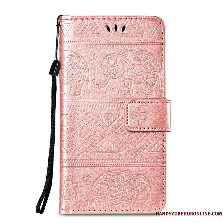 Etui Huawei Y5 2019 Folio Stor Telefon, Cover Huawei Y5 2019 Læder Rød Anti-fald