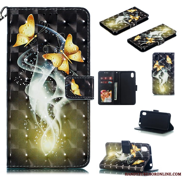 Etui Huawei Y5 2019 Læder Hvid Anti-fald, Cover Huawei Y5 2019 Silikone