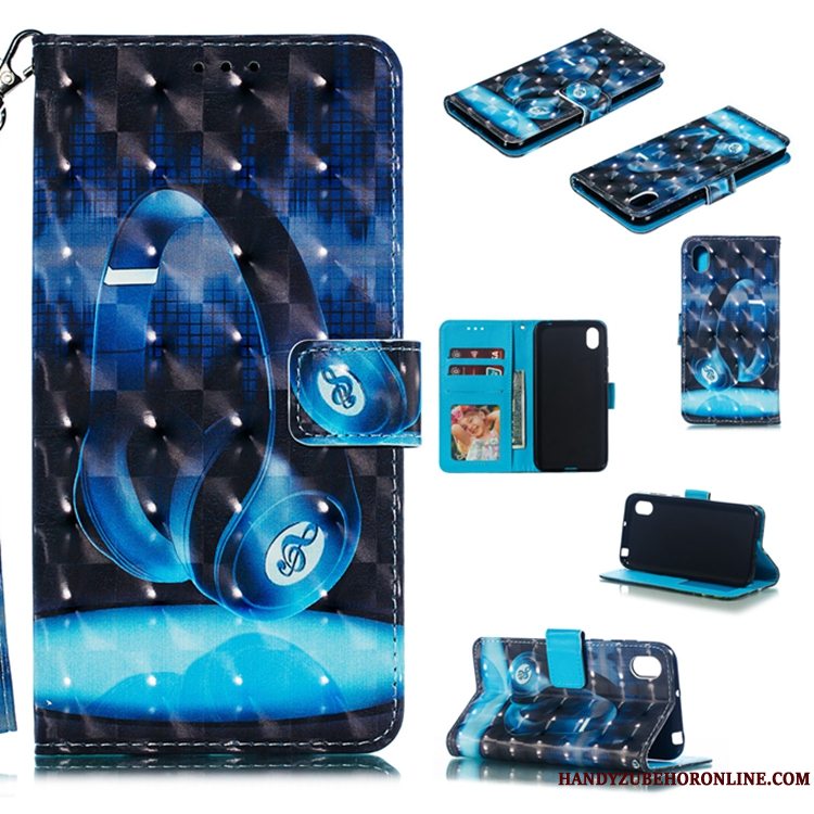 Etui Huawei Y5 2019 Læder Hvid Anti-fald, Cover Huawei Y5 2019 Silikone