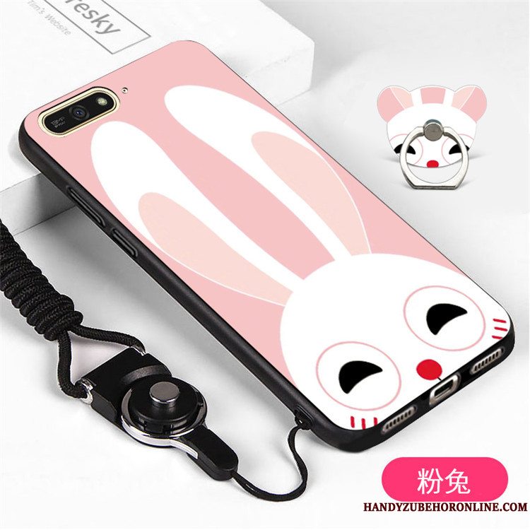 Etui Huawei Y6 2018 Blød Trend Hvid, Cover Huawei Y6 2018 Support Hængende Hals Telefon