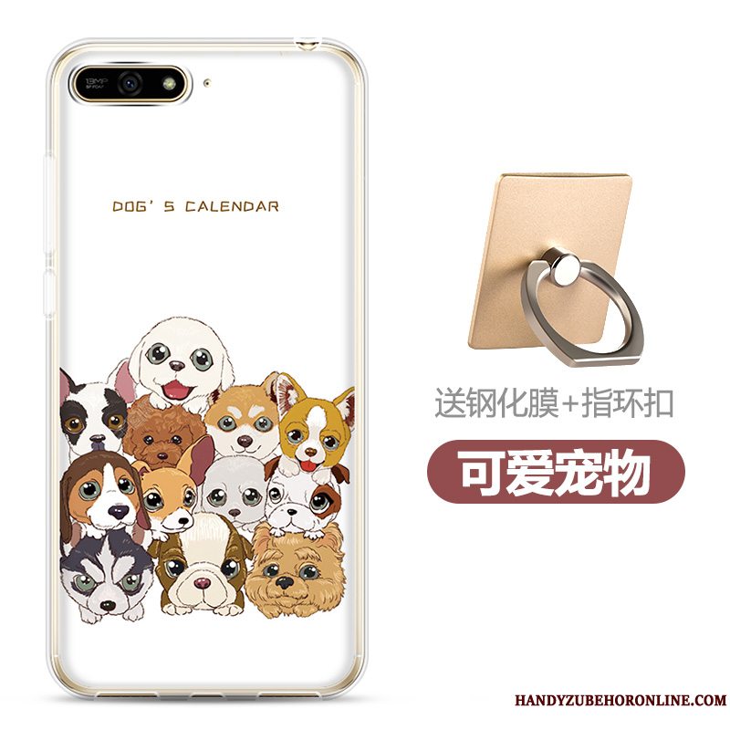 Etui Huawei Y6 2018 Cartoon Skærmbeskyttelse Gennemsigtig, Cover Huawei Y6 2018 Blød Hærdning