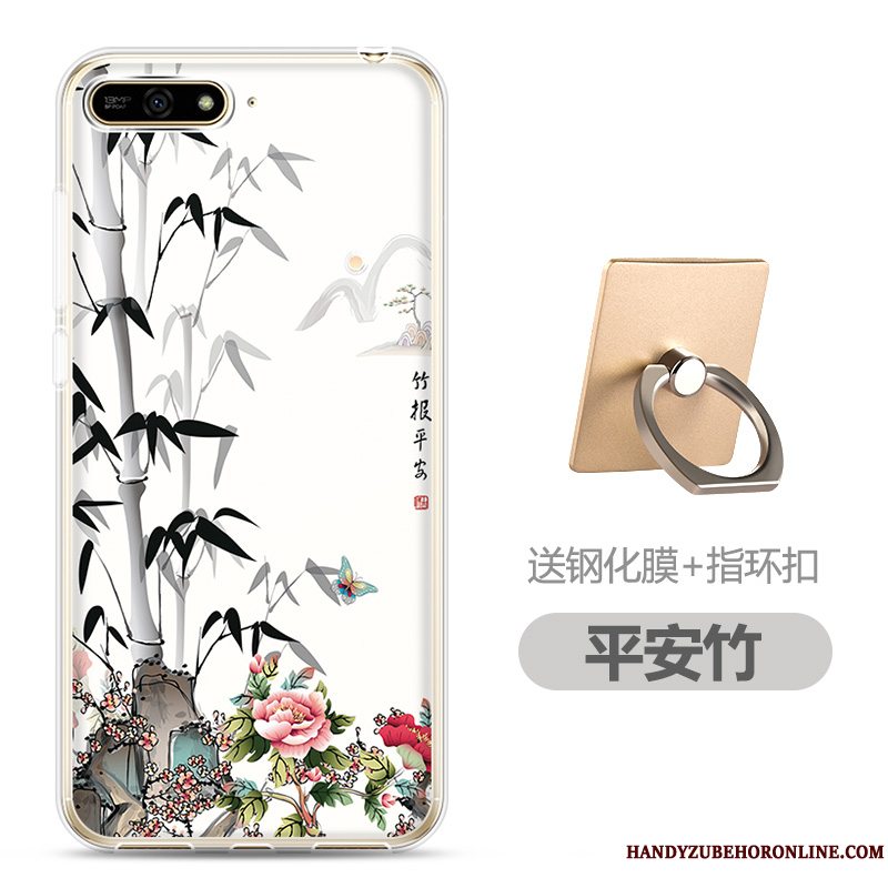 Etui Huawei Y6 2018 Cartoon Skærmbeskyttelse Gennemsigtig, Cover Huawei Y6 2018 Blød Hærdning