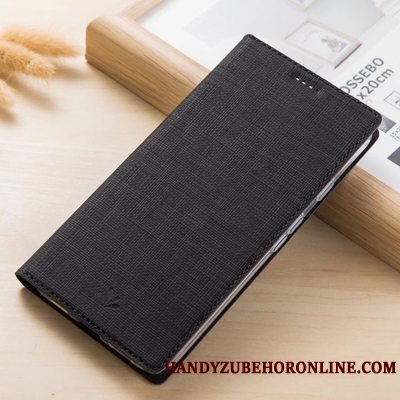 Etui Huawei Y6 2018 Læder Business Grå, Cover Huawei Y6 2018 Folio Kort Klud