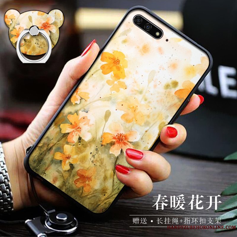 Etui Huawei Y6 2018 Silikone Blå Telefon, Cover Huawei Y6 2018 Tasker Anti-fald