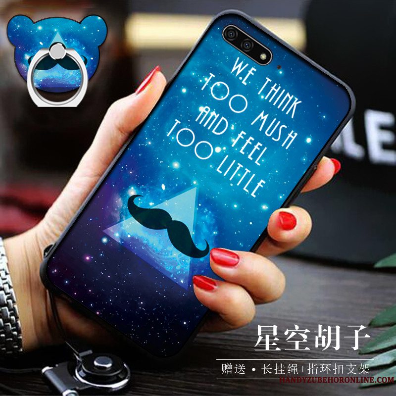 Etui Huawei Y6 2018 Silikone Blå Telefon, Cover Huawei Y6 2018 Tasker Anti-fald