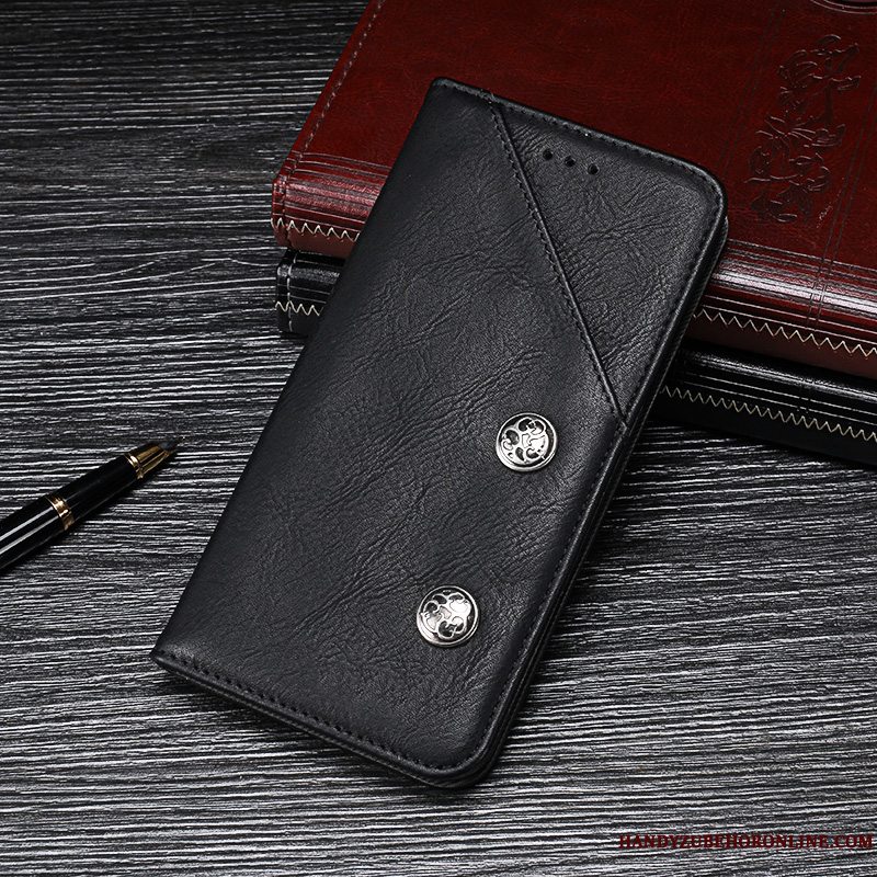 Etui Huawei Y6 2018 Vintage Telefonrød, Cover Huawei Y6 2018 Læder Anti-fald