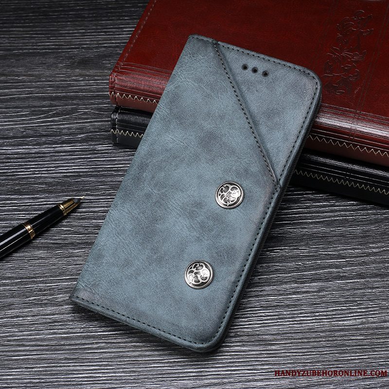 Etui Huawei Y6 2018 Vintage Telefonrød, Cover Huawei Y6 2018 Læder Anti-fald